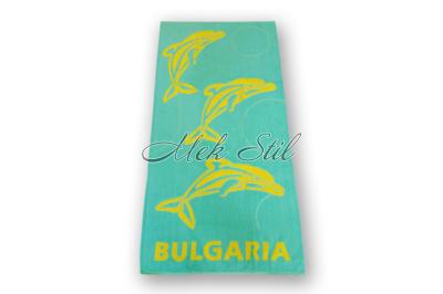 Хавлиени кърпи Плажни кърпи Плажна кърпа - Три делфина зелена
